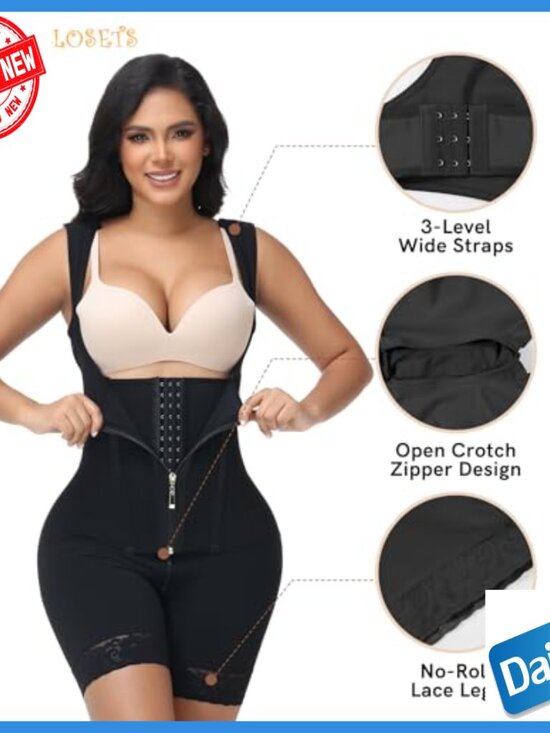 Full Body Shapewear Bodysuit Tummy Control Zipper Hooks 3XL - Picture 3 of 7